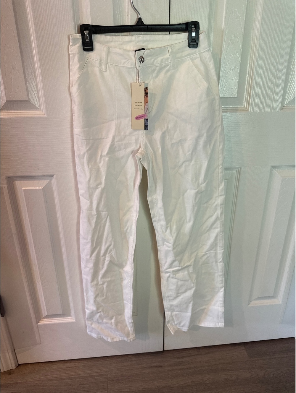 Dokotoo Women's White Cotton Stretch Pants Size 6